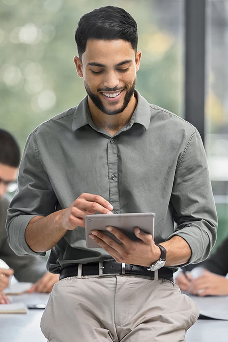 Professional using tablet for telehealth
